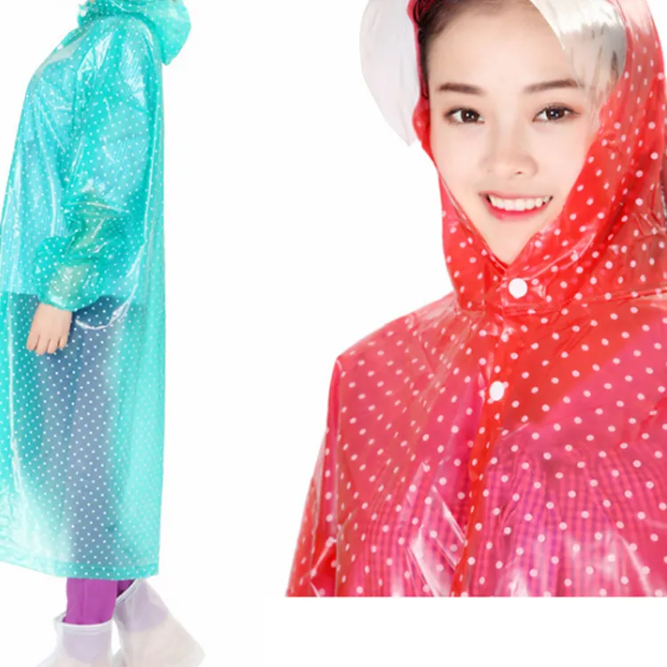 wholesale Transparent crystal raincoat raincoat polka colorful dot PVC adult men and women cycling hiking longcoats raincoat, detail 4