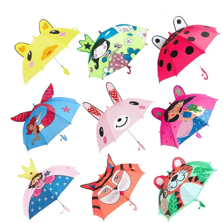 Boys girls cute cartoon children umbrella J handle mini، صورة تفصيلية 1