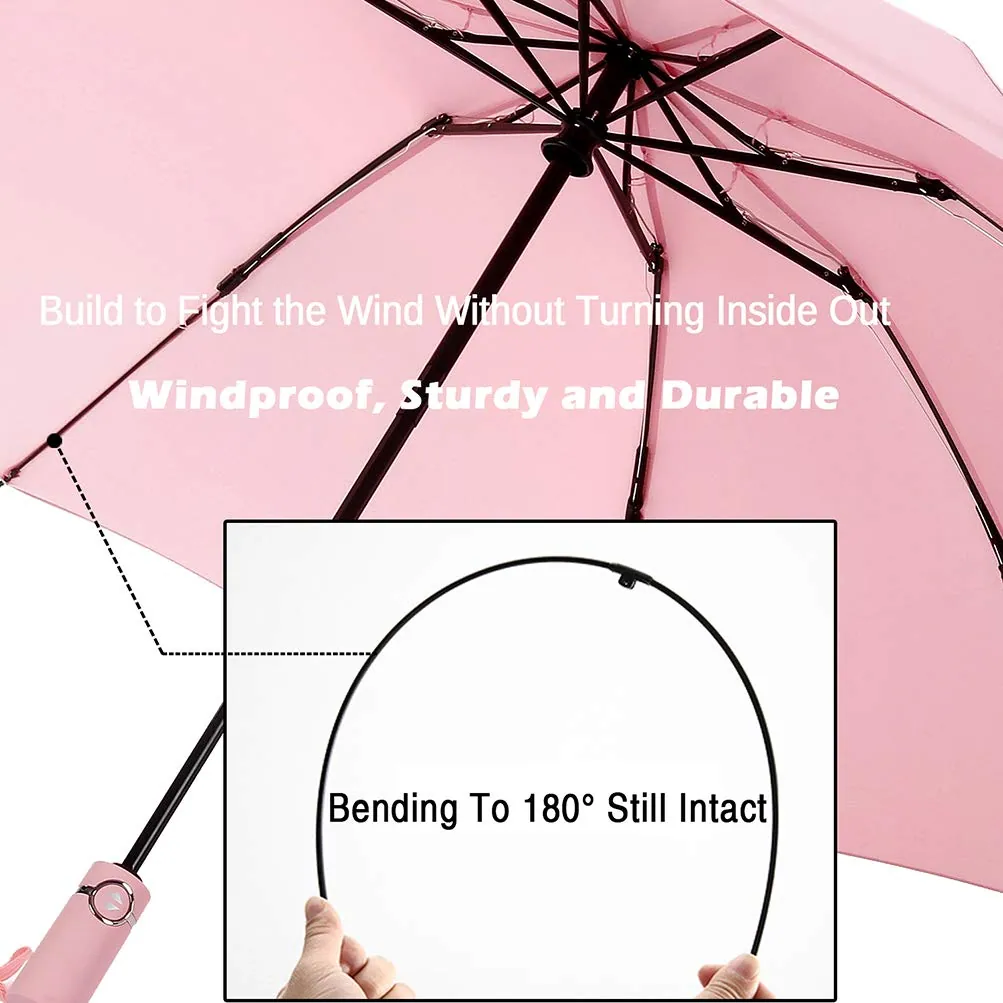 Hot Selling on Amazon Fiberglass Frame WINDPROOF Auto Open Close Updated Inverted Foldable Umbrella, detail 3