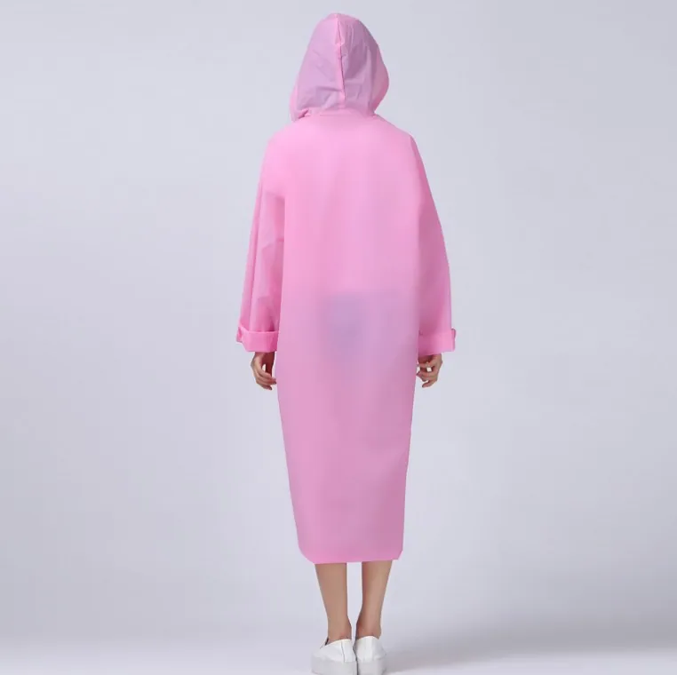 Custom Logo Long Raincoat for Women Fashion EVA Waterproof Rain Poncho with Hood Drawstring, detail 3