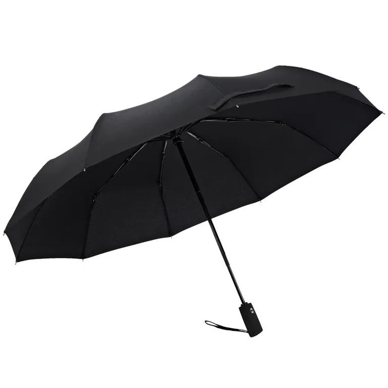 High quality custom pongee fabric 3fold umbrella promotional rain umbrella cheap folding umbrella blue，细节图 1