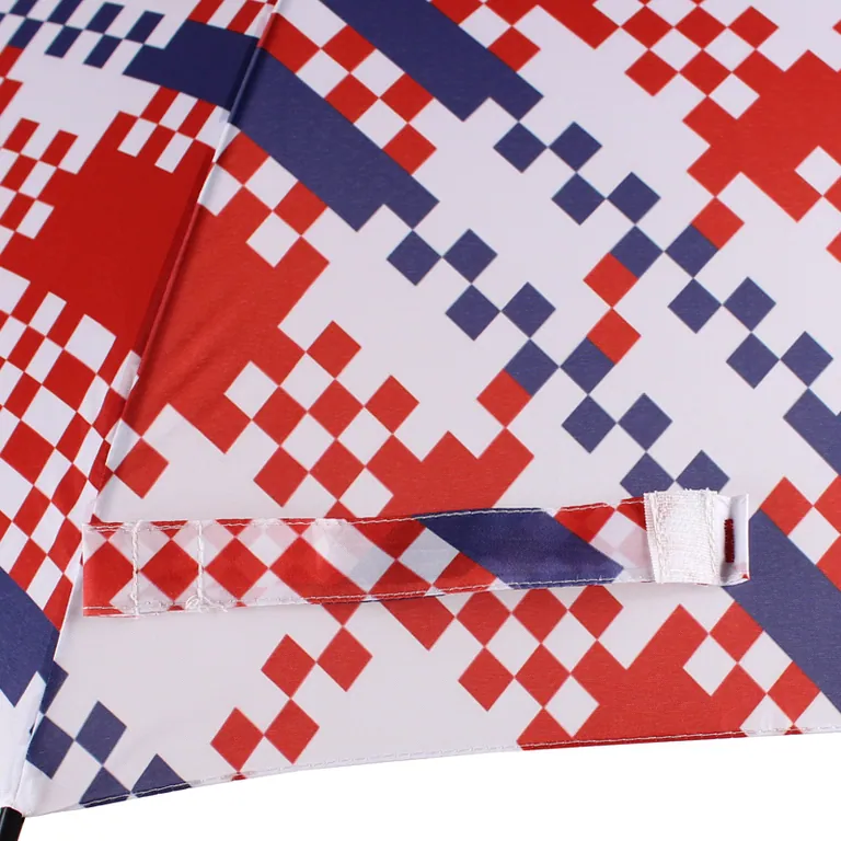 27 Inch Automatic Opening Chinese Style Red and Blue Printed Fiberglass Windproof Frame Straight Umbrella, detail 6