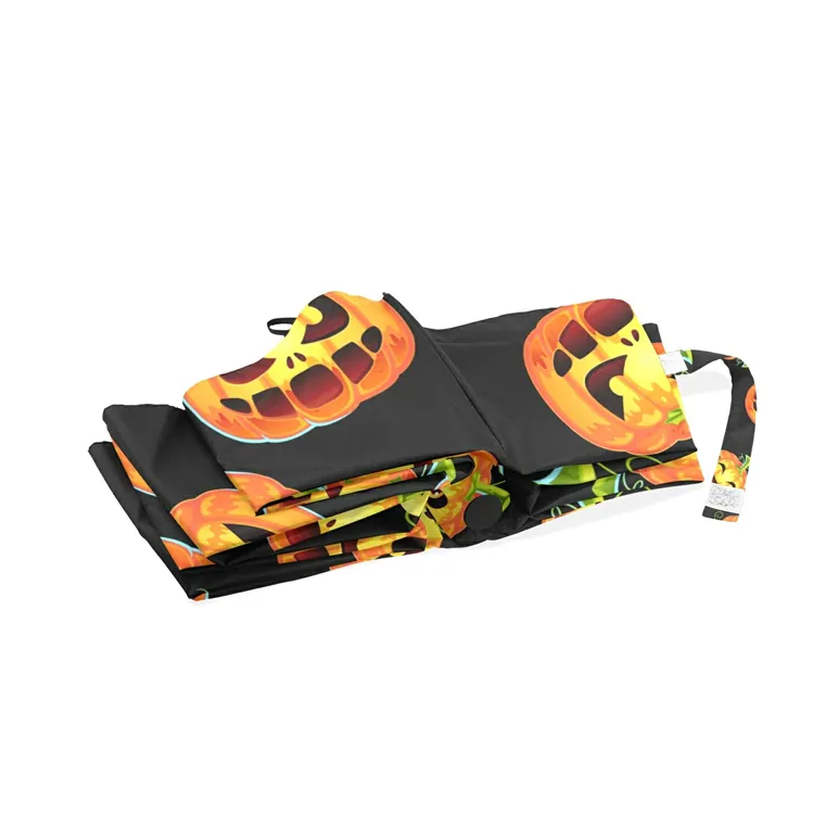 UV Protection Pumpkin Umbrella with Halloween Printing,细节图 4
