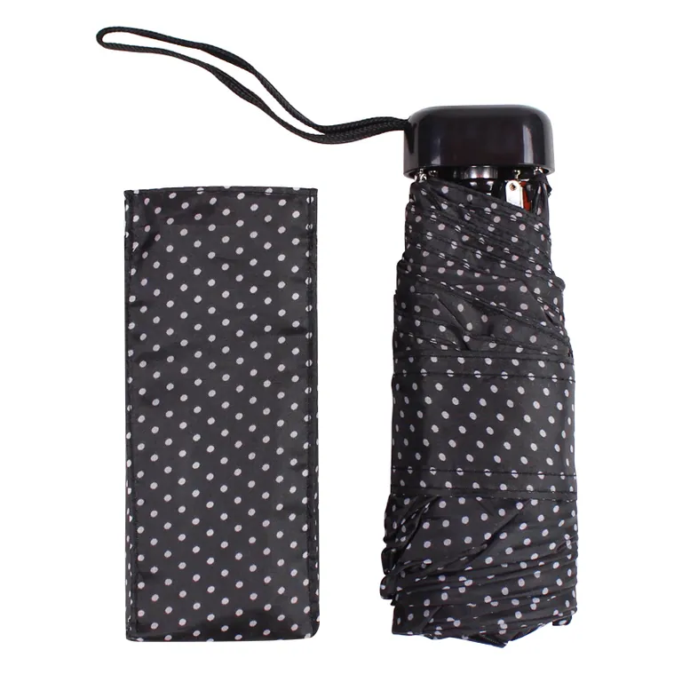 19"*6k Manual Open Gift PVC Bag Packing Dot Print Waterproof Fabric Compact 5 Fold Umbrella With Shipping Bag, detail 4