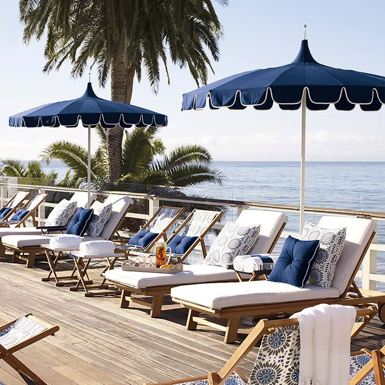 LOTUS Customized 1.8m Outdoor Pagoda Tassels Beach Cafe Large Umbrella Parasols for Beach، الصورة 1