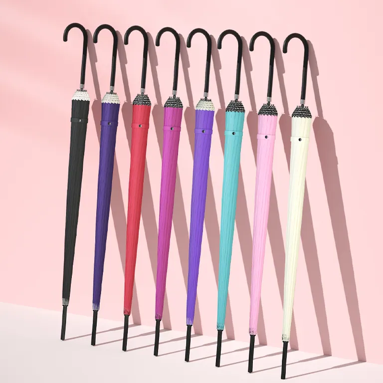 Lotus 2022 Fashion Straight Pagoda Umbrella With Leather Handle، الصورة 1