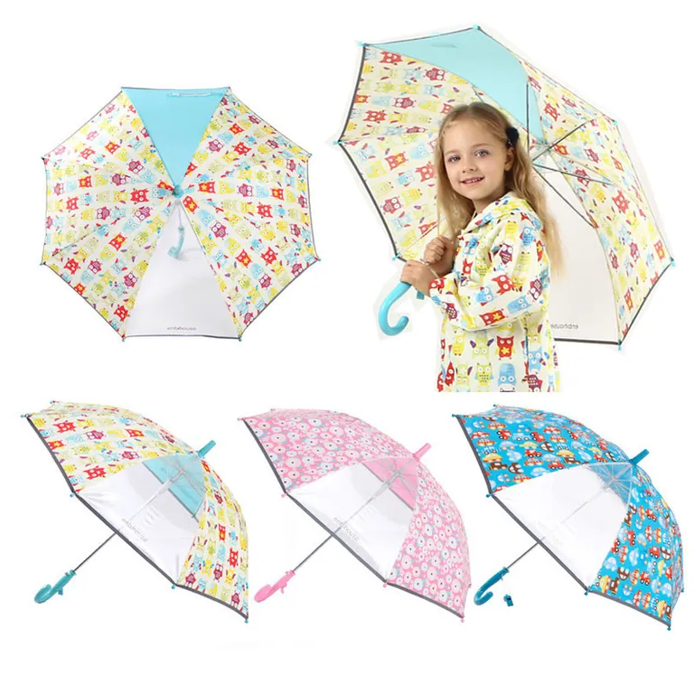Lotus Nordic Style Cute Owl Cartoon Reflective Sunshade Automatic Children's Umbrella in Rainy Day، الصورة 1