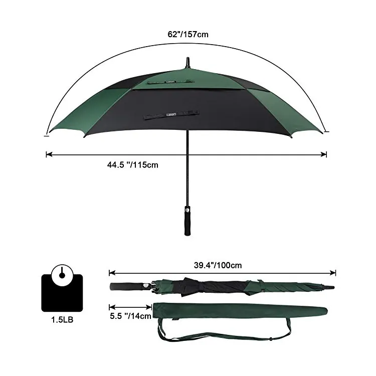 LOTUS Large Double Golf Umbrella Straight Pole Long Handle Wind Resistant Automatic Umbrella for Advertising، صورة تفصيلية 3