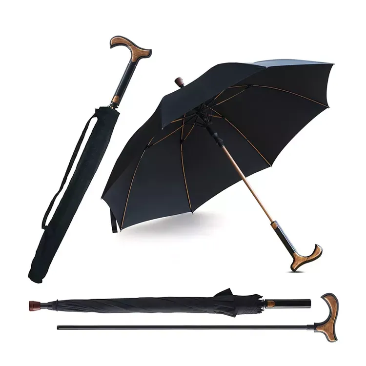 Straight Windproof Umbrella with Walking Stick، صورة تفصيلية 2