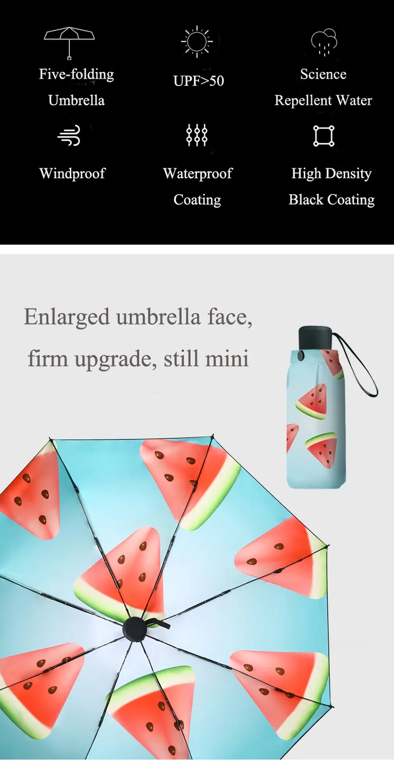 Lotus Mini Colorful Sunny Style Fabric Pattern Plastic Handle Folding Umbrella in outdoor، صورة تفصيلية 3