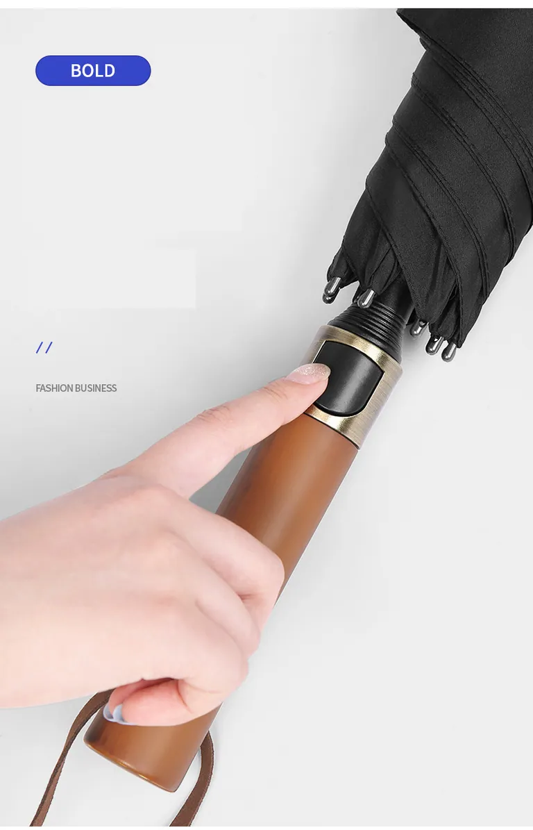 Lotus 2022 27inch 8 ribs Straight Wooden Handle Automatic Golf Umbrella，细节图 3
