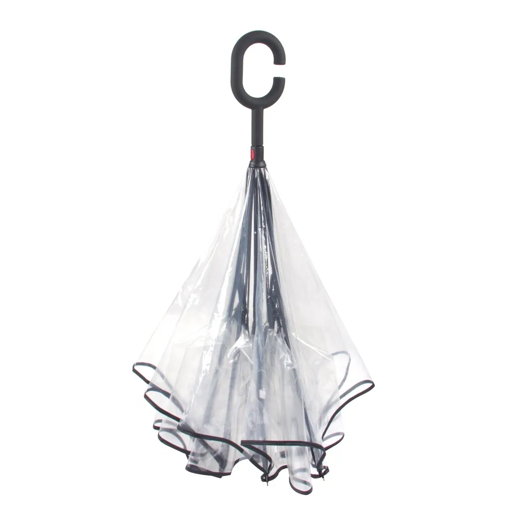 High Quality Double Layer Inverted Cars Rain Outdoor POE Reverse Umbrella with C-Shaped Handle, detail 2