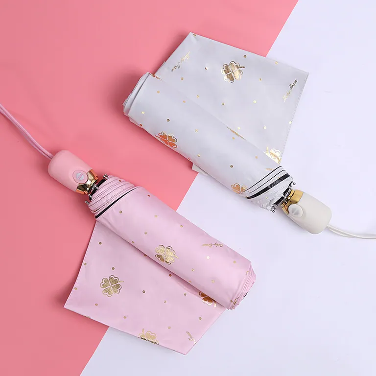 Custom pongee fabric 3fold auto open umbrella promotional rain umbrella，第 1 张图片