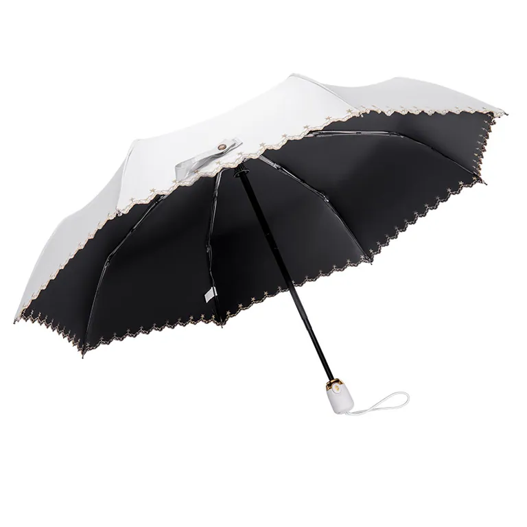 High quality Custom auto open 3 folding auto umbrella with logo print for promotion OEM gray，第 1 张图片