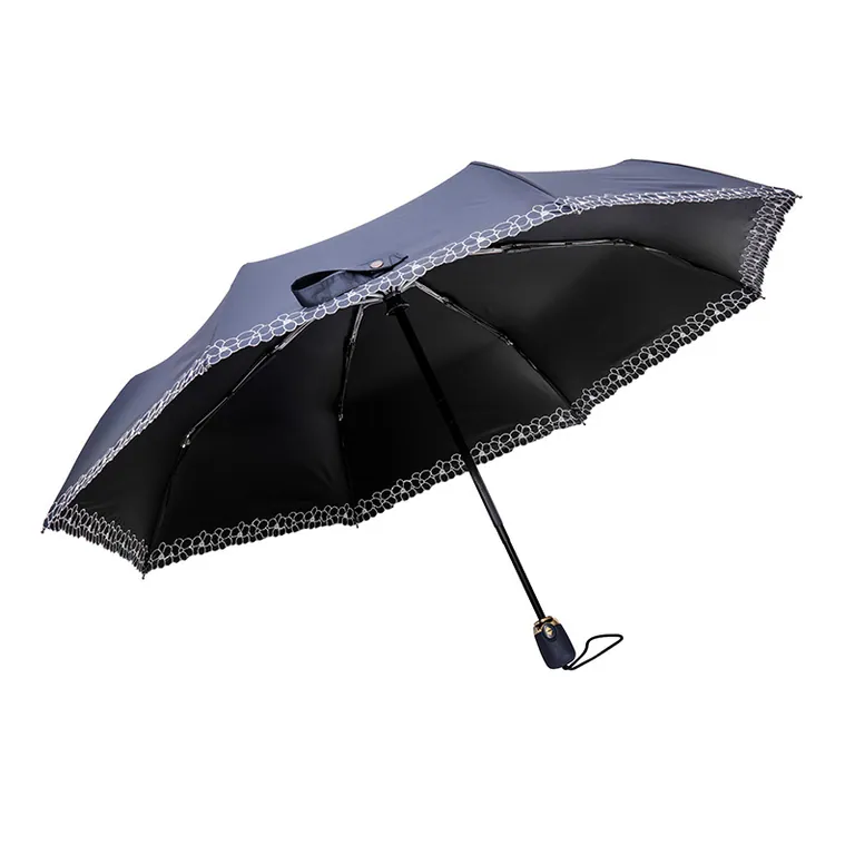 High quality Custom auto open 3 folding auto umbrella with logo print for promotion OEM blue，第 1 张图片