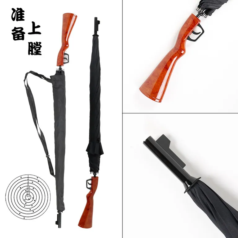 Lotuis Brand 23" Umbrella with Semi Open Leaf Gun Handle Umbrella Straight Pole for Wind Sun Rain Umbrella، صورة تفصيلية 2