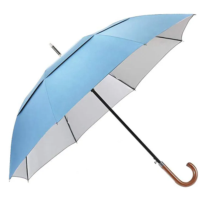 Cheap Automatic Double Layer Straight Golf Umbrella Sunscreen Windproof Customize Logo Print Golf Strong Umbrella, image 1
