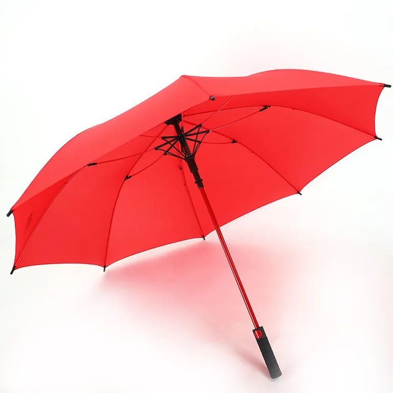 Wholesale Straight auto umbrella Logo Printed 8rib windproof straight umbrella red، الصورة 1