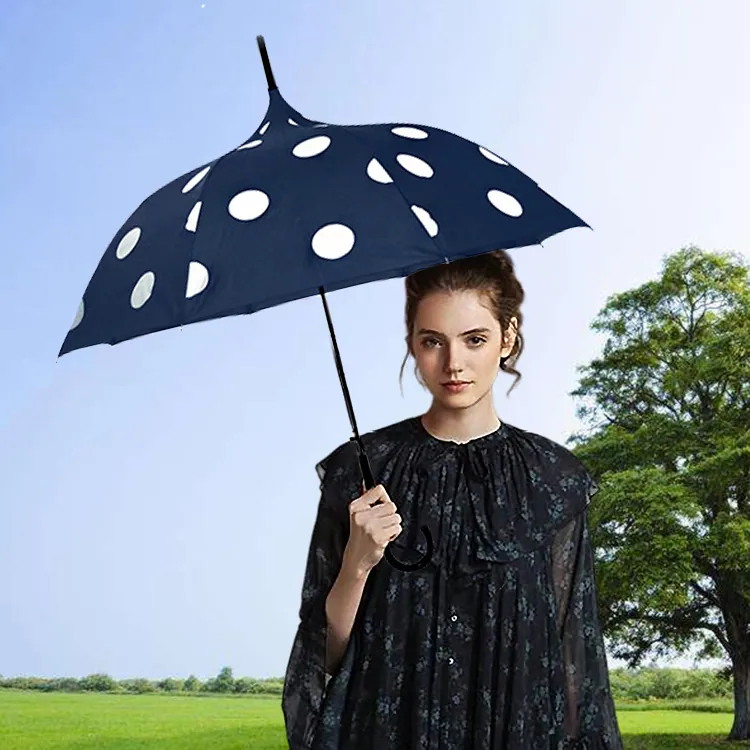 Wrapped Edge Dot Pagoda Umbrella for Ladies، صورة تفصيلية 7