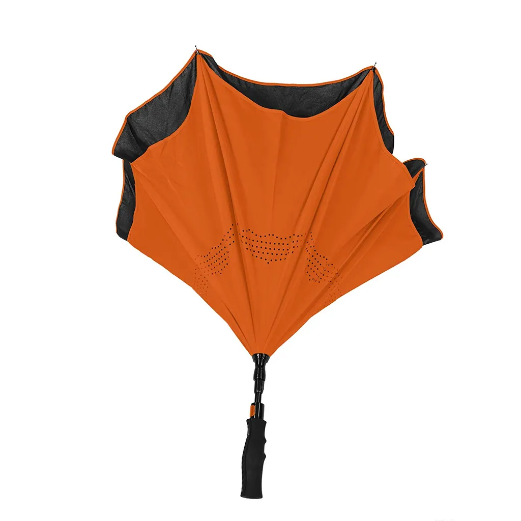 Hot sales automatic open reverse umbrella 2 layers fabric windproof reversed umbrella for car، صورة تفصيلية 3
