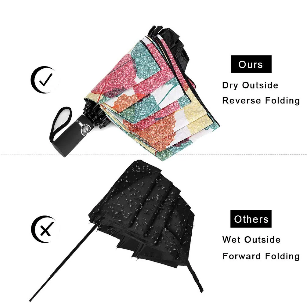 Factory Fast Ship Cheap Fullover Print Inside 46inch WINDPROOF Auto Open Close Reverse Folding Umbrella, detail 2