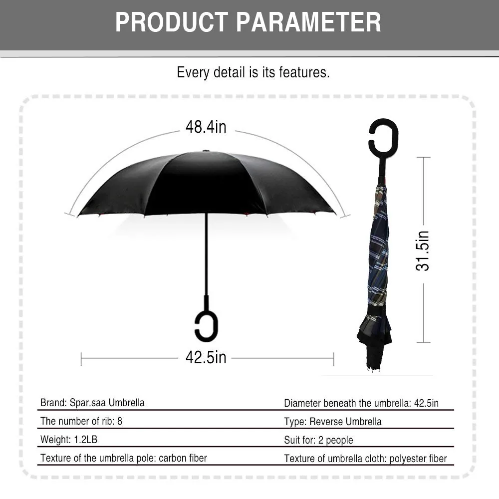 2019 Hot Sale Fast Ship Advertisement C Handle Inverted Reverse Umbrella, detail 3