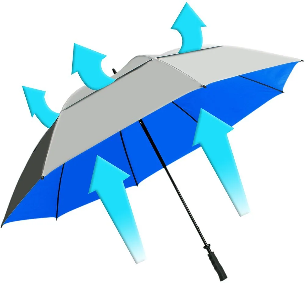Hot Sales 46" UV Protection Vented Canopy 2 Fold Golf Umbrella with Auto Open Telescopic Fiberglass Shaft, detail 4
