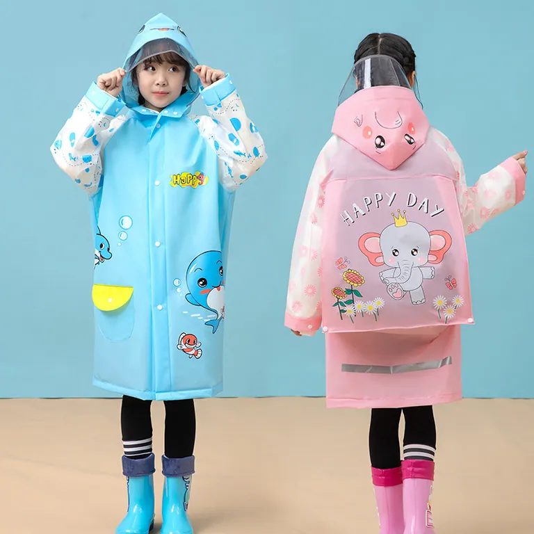 Boys and Girls Clear Transparent Raincoats for Children، الصورة 1