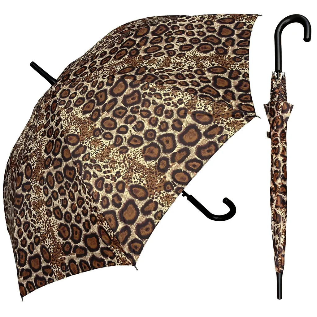 Leopard Print Satin Fabric Sunproof Advertising Straight Umbrella, detail 3