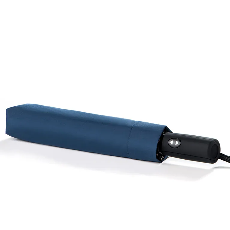 High quality custom pongee fabric 3fold umbrella promotional rain umbrella cheap folding umbrella blue，第 1 张图片