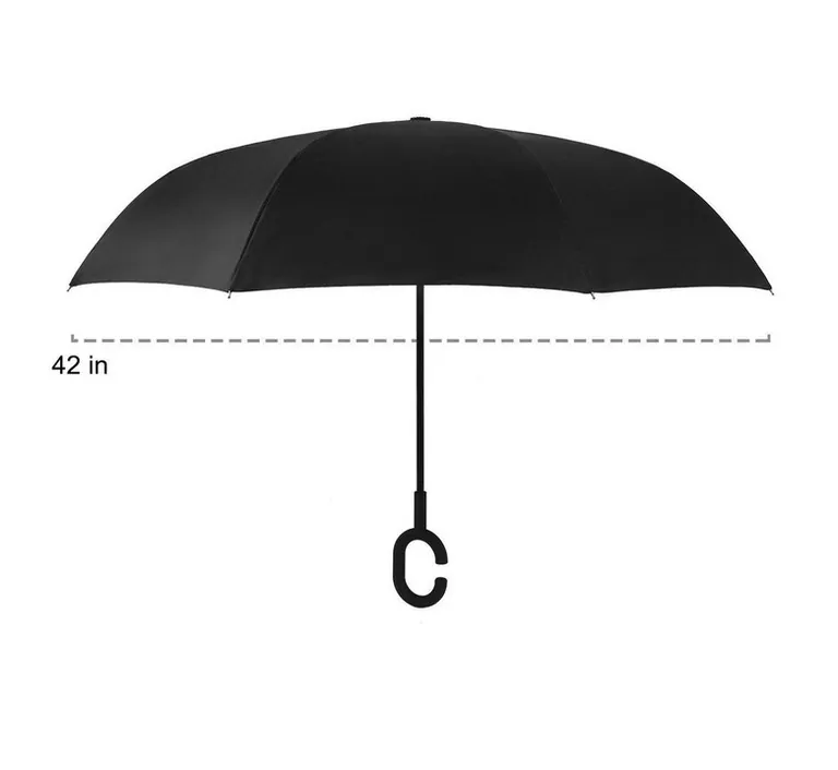Wholesale Double Layers Windproof Double Layers C Handle Car Inverted Reverse Umbrella, detail 3