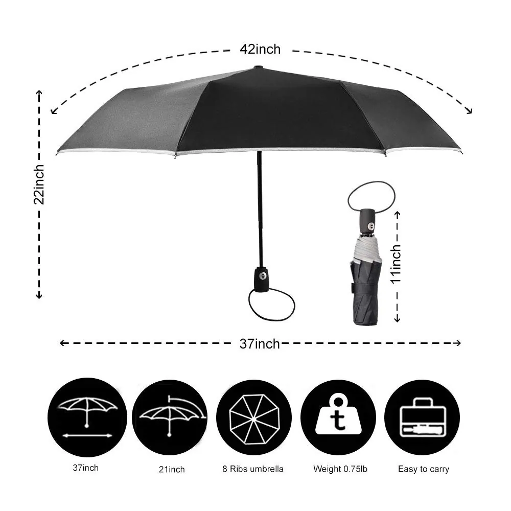 Factory Wholesale Compact Portable Outdoor Umbrellas with 8 Fiberglass Ribs, detail 4