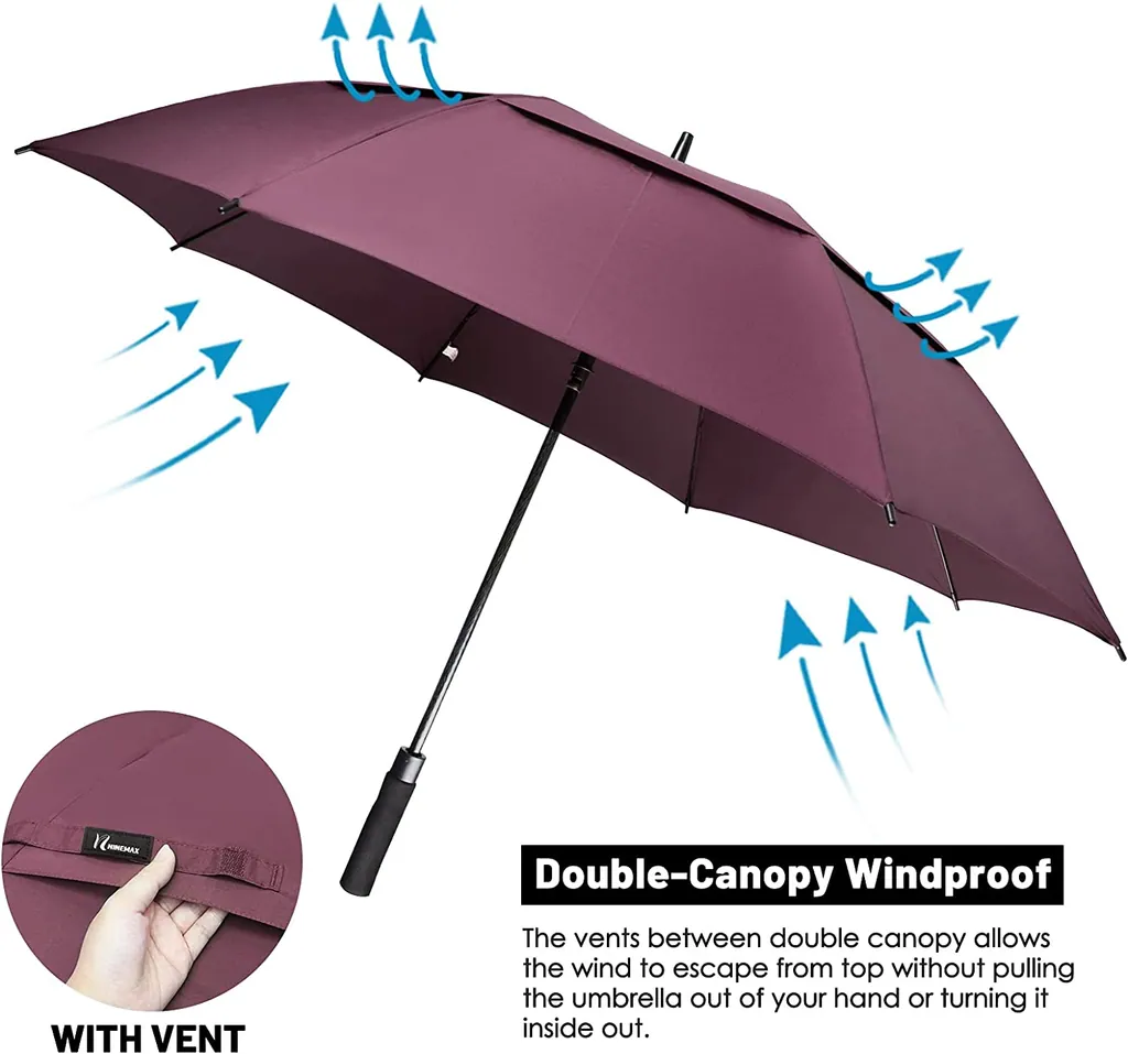 Double Layer Windproof Auto Open Golf umbrella، صورة تفصيلية 3