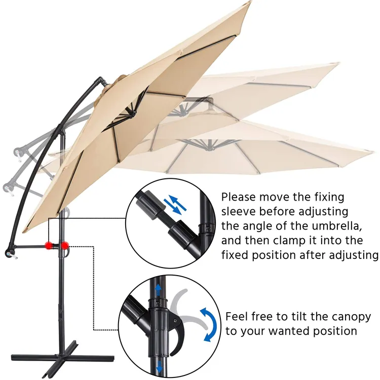 Outdoor Hanging umbrella with 360 Rotation، صورة تفصيلية 4