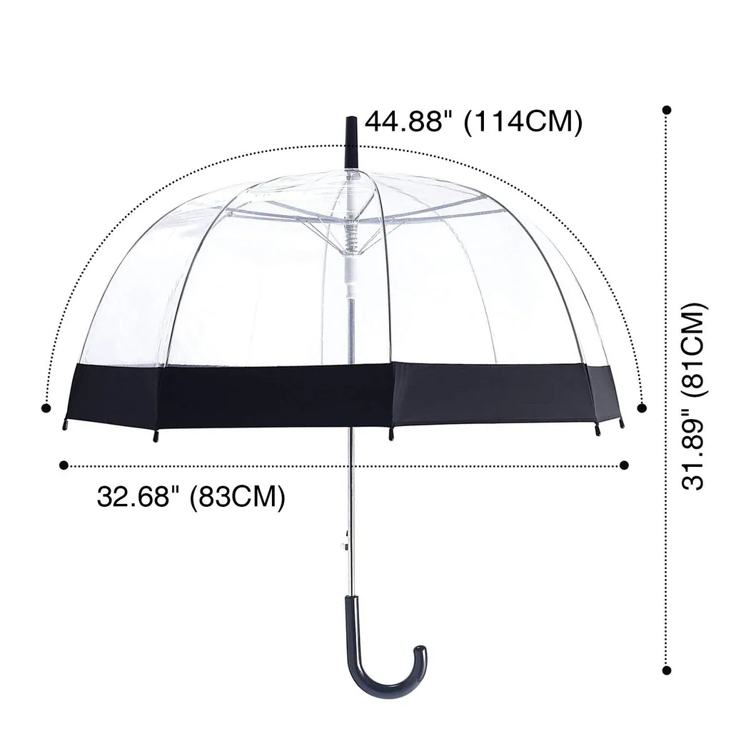Promotional hot selling clear auto open transparent bubble straight umbrella with colored border, detail 3