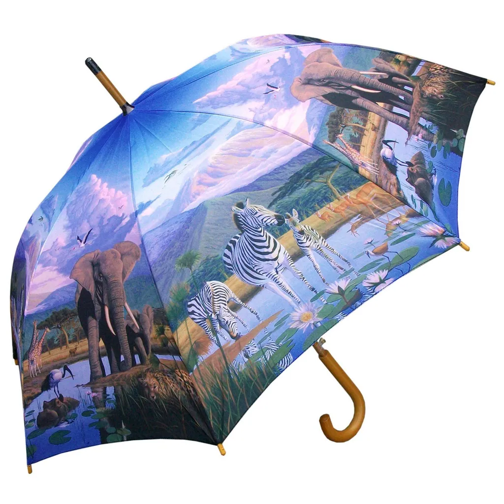 23inch*8K Curved Wooden Handle And Wooden Shaft Beautiful Design Gift Umbrella, detail 3