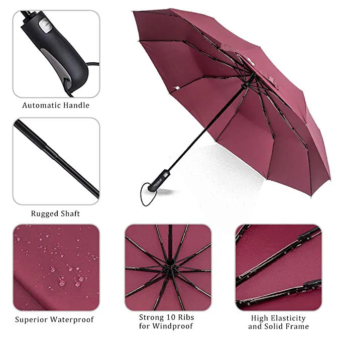 top quality auto open and auto close folding umbrella and windproof umbrella for rain and sun umbrella on sale, detail 2