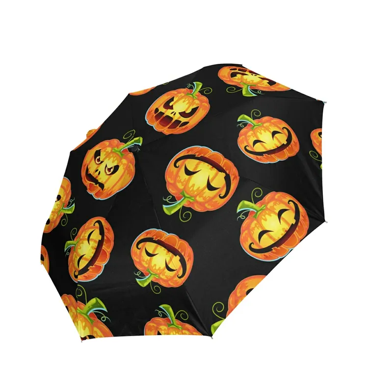 UV Protection Pumpkin Umbrella with Halloween Printing,第 1 张图片