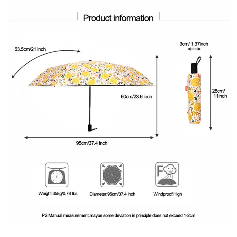 Tiny Portable Folding Rain Umbrella with Custom Design، صورة تفصيلية 1