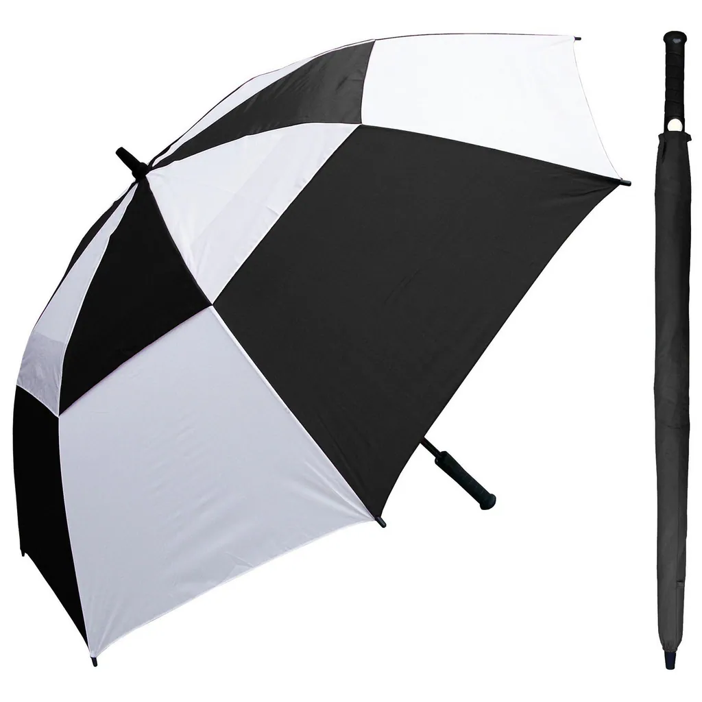 Large golf umbrella with rubber handle, EVA button, rainproof, silver, detail 1