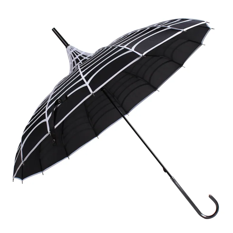 New Print Design Spider Web Printed 16 Ribs Dome Pagoda Shaped Trump Umbrella, image 1