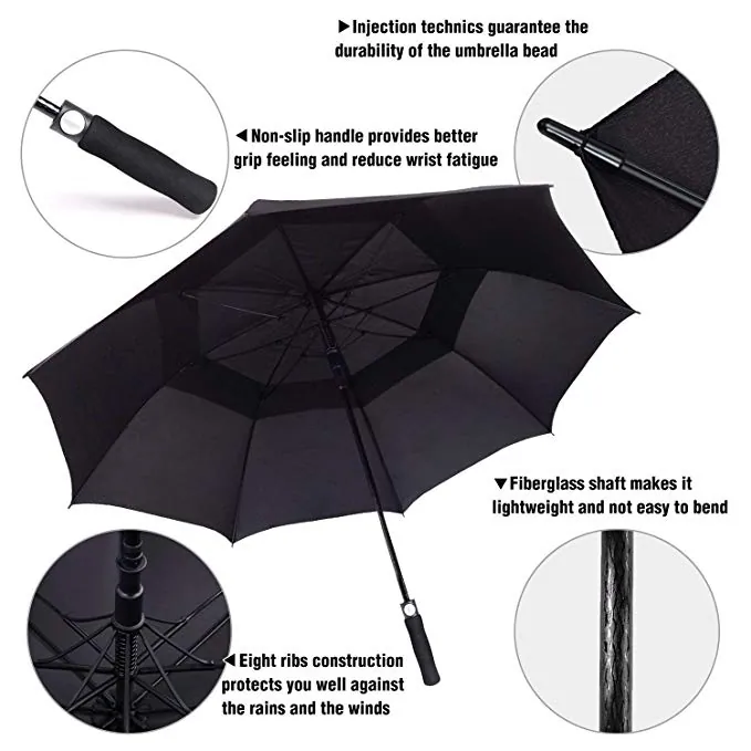 High Quality Double Canopy Umbrella Custom Print Full Body Umbrella Golf Umbrella With Logo Prints, detail 2