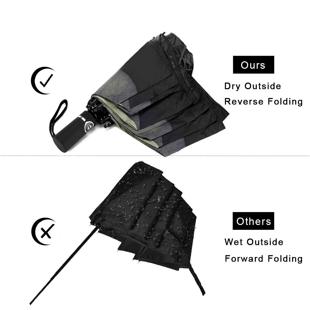 Shaoxing Factory Custom Print Inside Reverse 3 Folding Portable Auto Open and Close Umbrella, detail 2