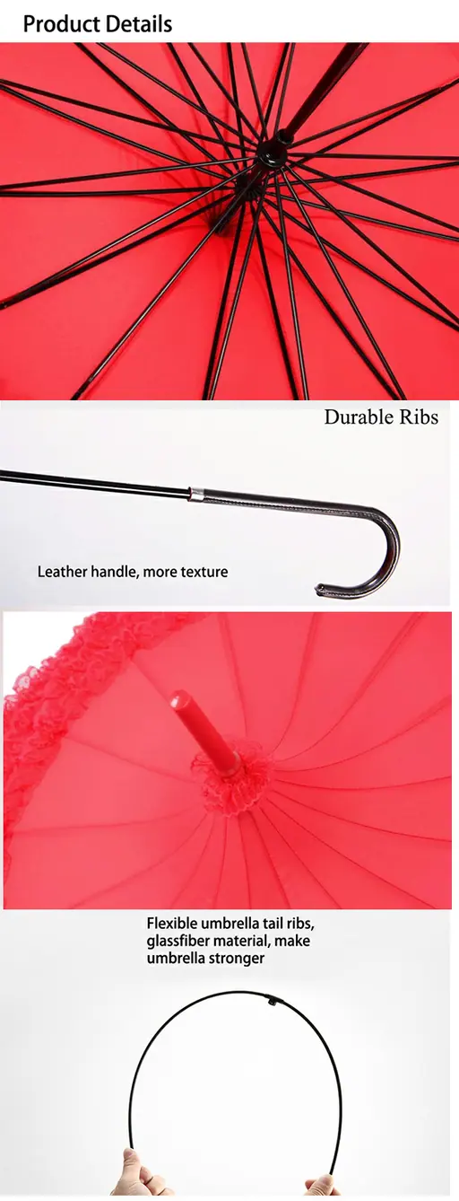 Lace Outdoor Pagoda Umbrella for Wedding، صورة تفصيلية 3
