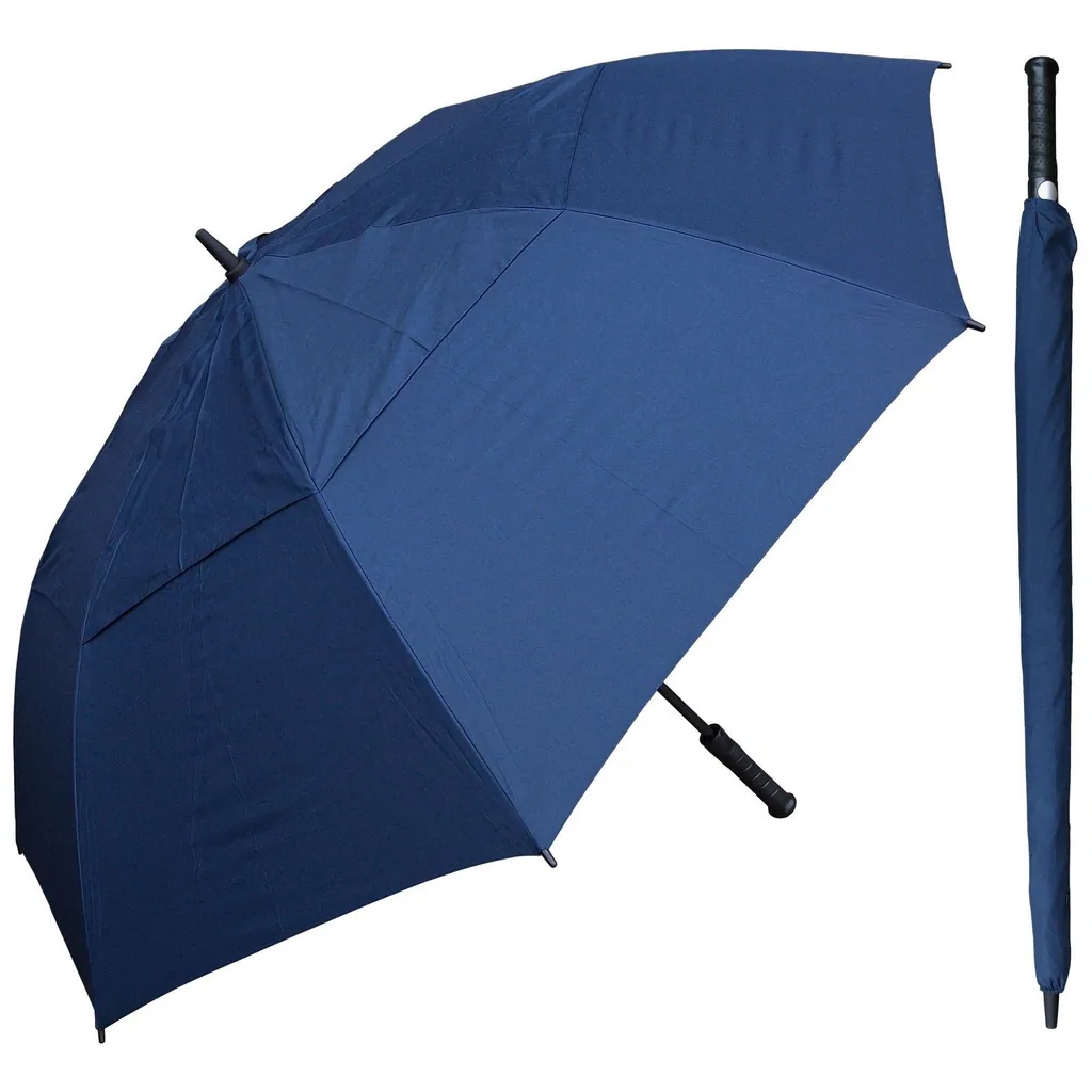Double Layer Windproof Canopy Fiberglass Frame Soft Handle Golf Umbrella, detail 4