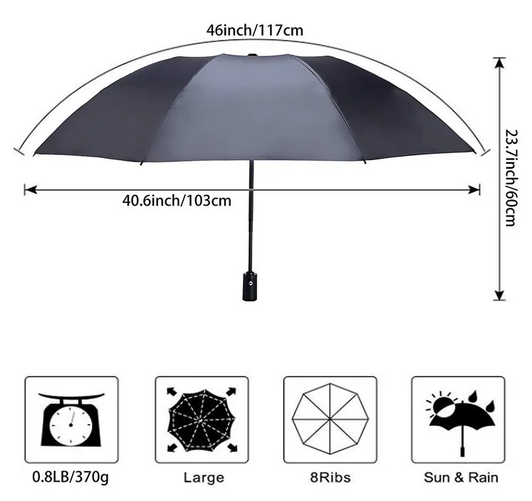 All weather outdoor auto open and close travel rain folding umbrella, detail 3