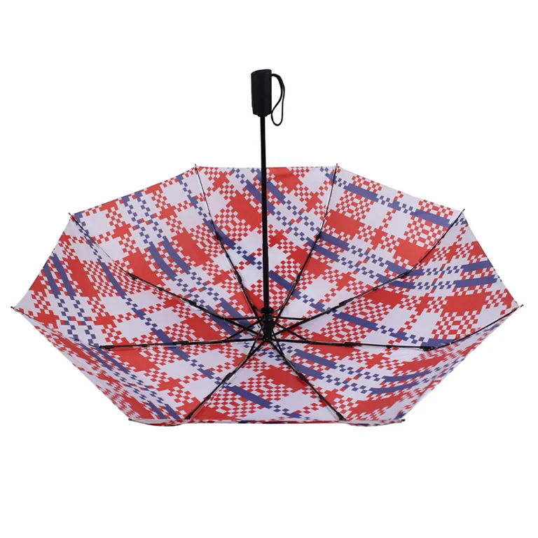 21Inch Chinese Style Woven Red And Blue Print Design Full Open High Quality Fold Umbrella, detail 3