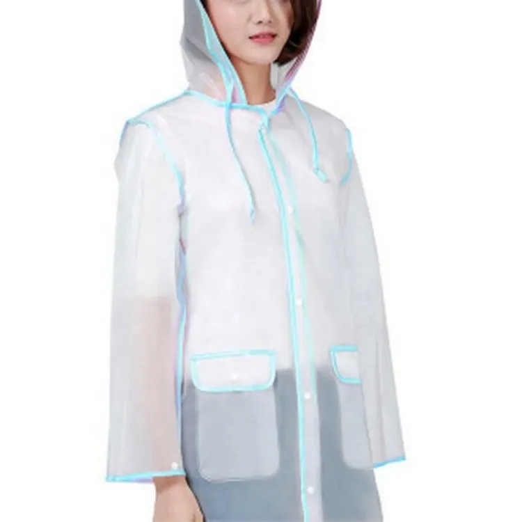Amazon Top Seller Wholesale Clear Transparent Plastic PVC Handbag Women Raincoat Jacket Poncho Waterproof Rain coat، صورة تفصيلية 2