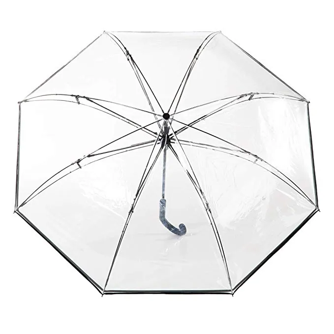 China Manufacturer Clear Transparent Dome Reverse Umbrella with J handle, detail 2