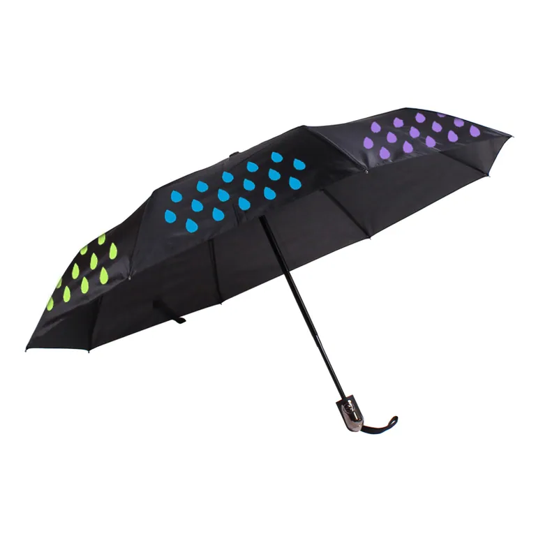 Wholesale Foldable Automatic Color Changing When Wet Windproof 3 Fold Magic Umbrella, image 1